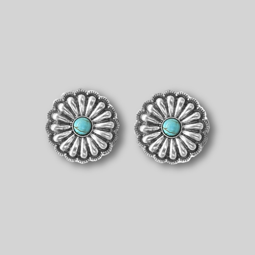 BOGO! The Kai Western Stud Earrings Turquoise color Concho Flower - New Boutique
